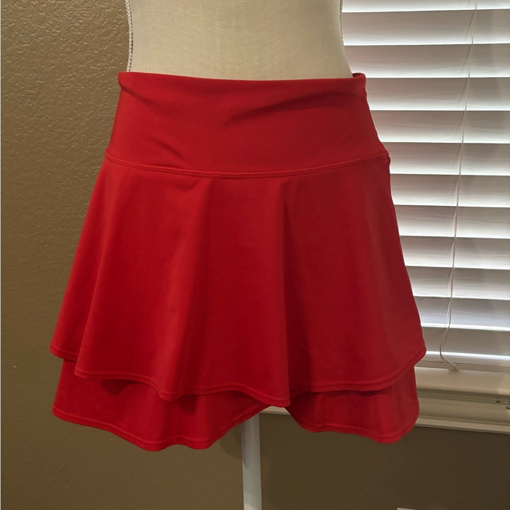 Baleaf Red Mini Skater Skirt Tiered Casual